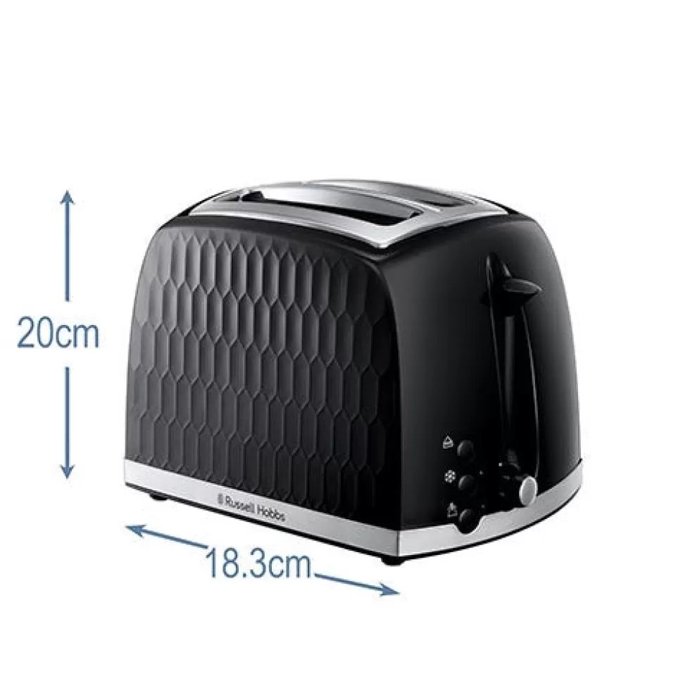 Honeycomb 2 Slice Black Toaster | Russell Hobbs Cheap