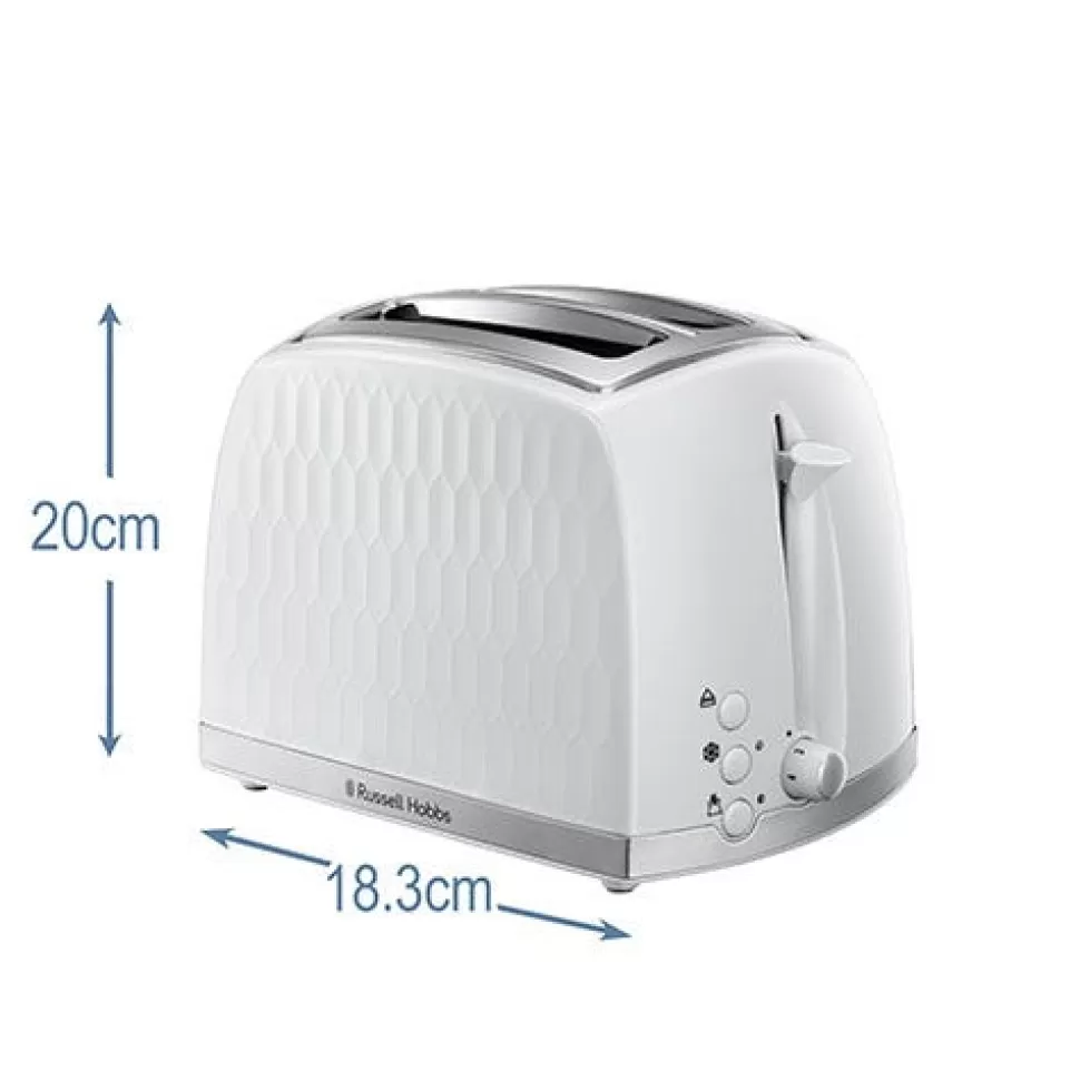 Honeycomb 2 Slice White Toaster | Russell Hobbs Best