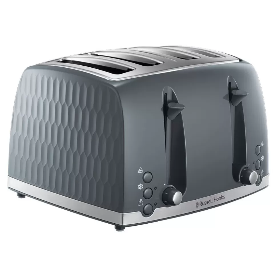 Honeycomb 4 Slice Grey Toaster | Russell Hobbs Fashion