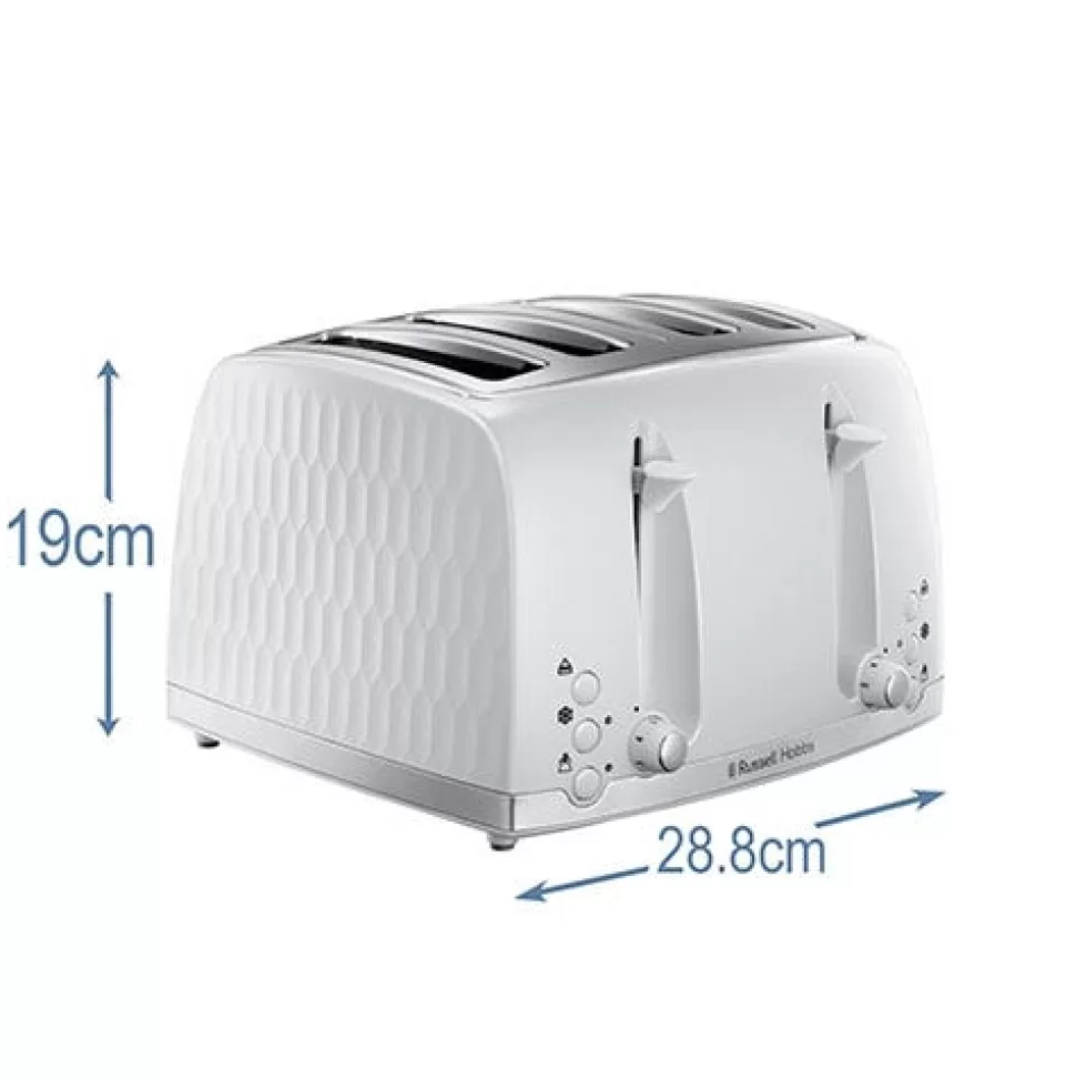 Honeycomb 4 Slice White Toaster | Russell Hobbs Outlet