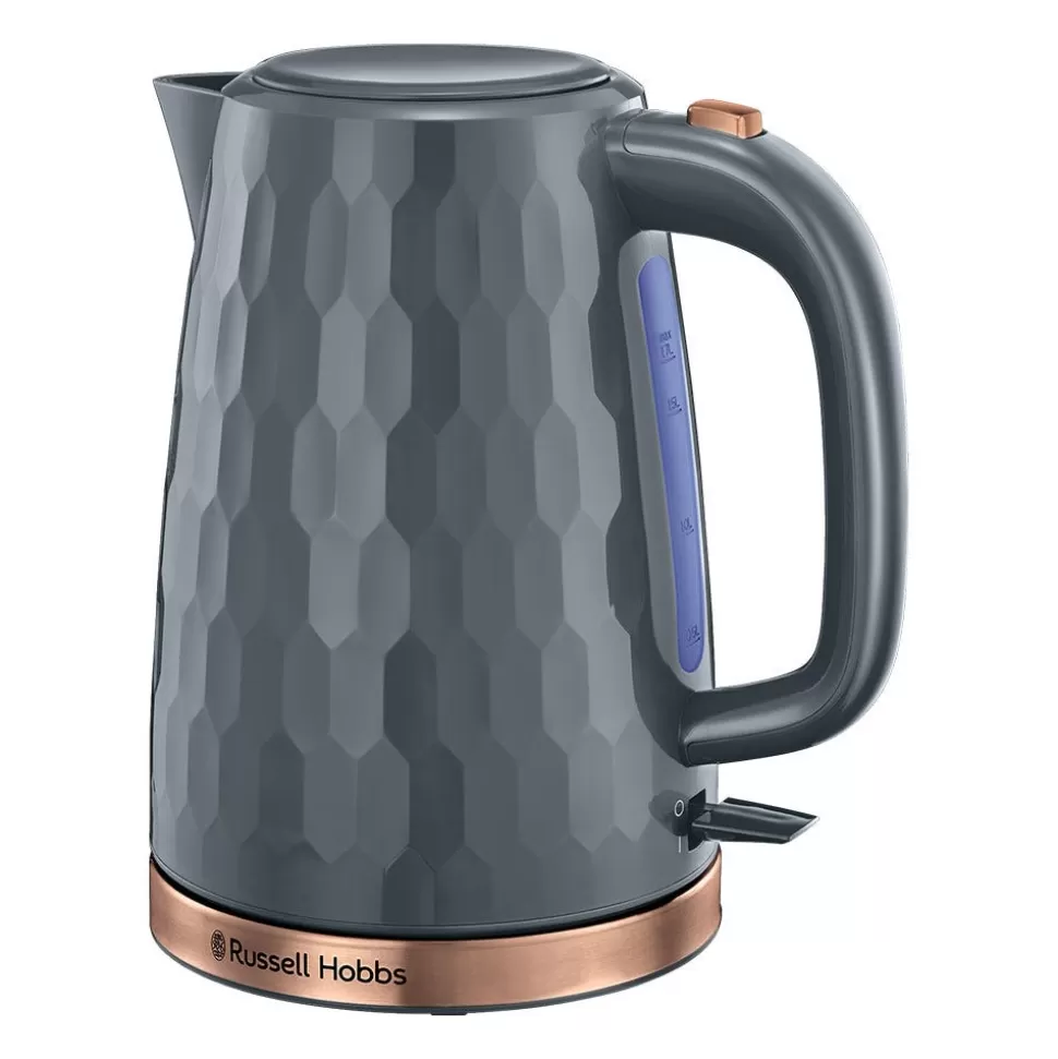 Honeycomb Kettle Grey With Rose Gold | Russell Hobbs Hot