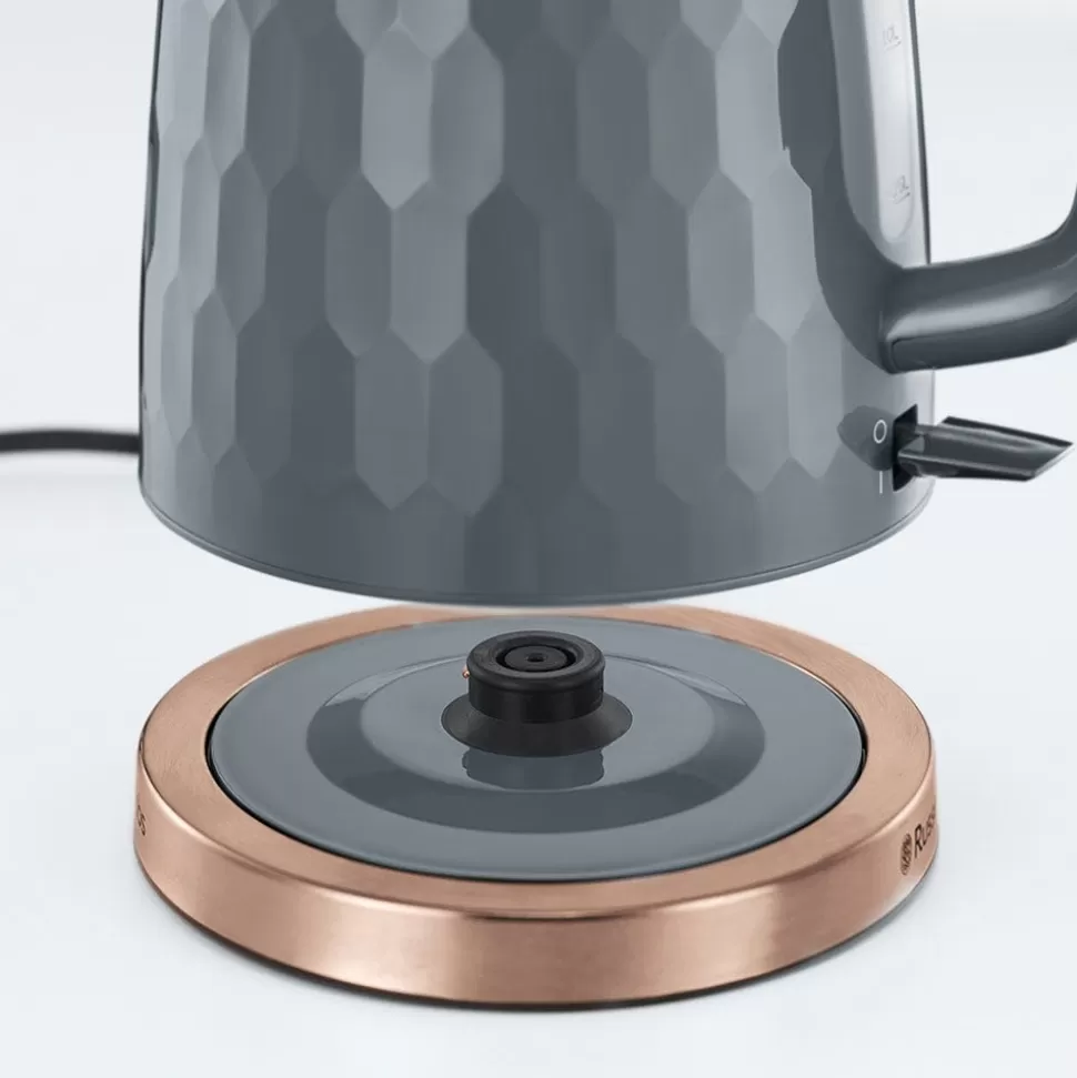 Honeycomb Kettle Grey With Rose Gold | Russell Hobbs Hot