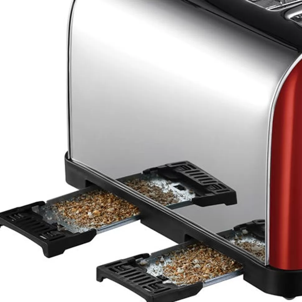 Stainless Steel Red 4 Slice Toaster | Russell Hobbs New