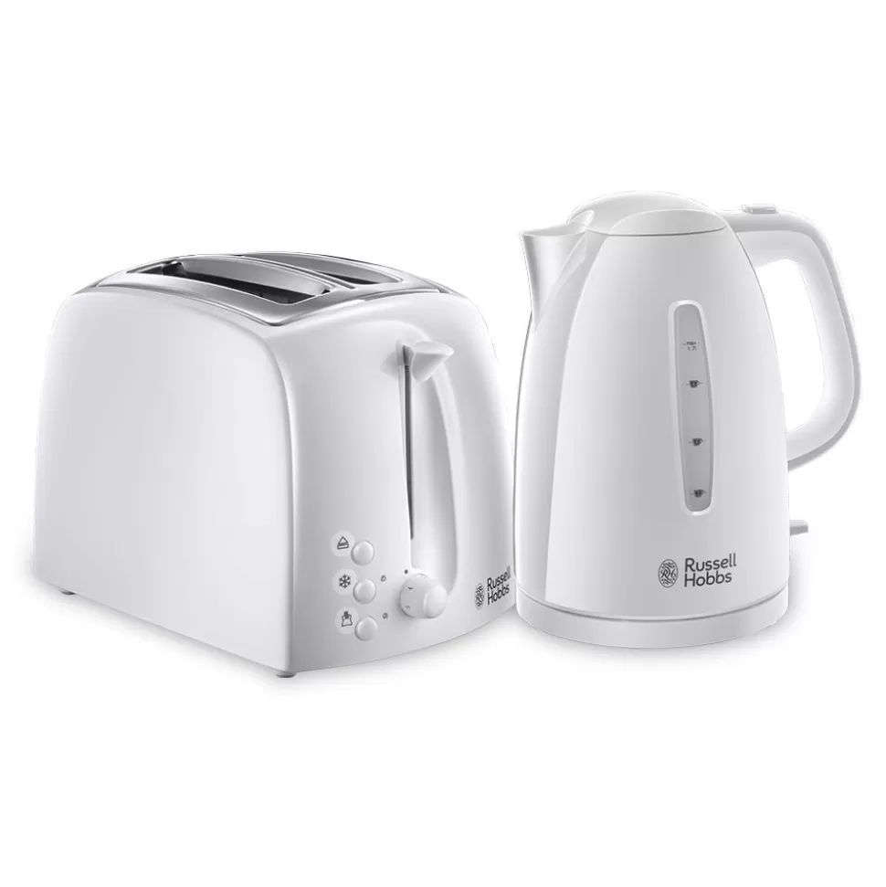 Textures White Kettle And 2 Slice Toaster Set | Russell Hobbs Cheap